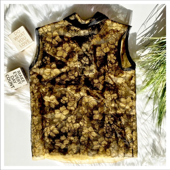 NWT OSCAR DE LA RENTA SLEEVELESS LACE BLOUSE - Picture 4 of 4